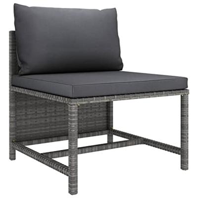 5-delige Loungeset met kussens poly rattan grijs - thumbnail