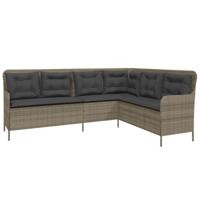 2-delige Loungeset met kussens poly rattan grijs - thumbnail