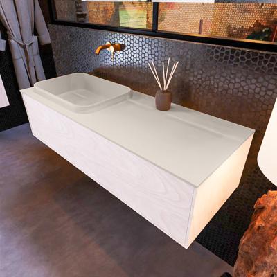 Badkamermeubelset Mondiaz Erin 120 cm met 1 Lade met RIDGE Wastafel Links Linen Zonder Kraangaten Greeploos Mat Underlayment Badkamermeubelset Mondiaz Erin 120 cm met 1 Lade met RIDGE Wastafel Links Linen Zonder Kraangaten Greeploos Mat Underlayment