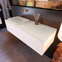 Badkamermeubelset Mondiaz Erin 120 cm met 1 Lade met RIDGE Wastafel Links Linen Zonder Kraangaten Greeploos Mat Underlayment - thumbnail