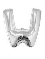 Folieballon Zilver Letter &apos;W&apos; groot - thumbnail
