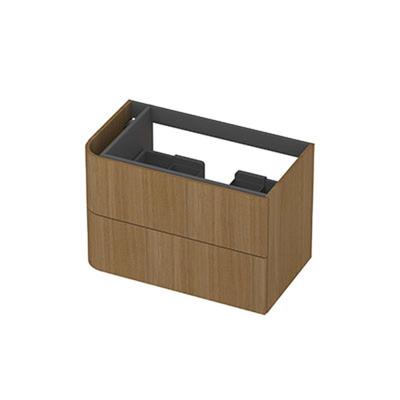 INK - Links Afgeronde Onderkast Fineer 2 Laden Softclose Tbv Grepen - 800x450x520 Mm - Light Veneer