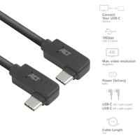 ACT USB 3.0 10Gbps 60W USB Type-C (haaks horizontaal) - USB Type-C (haaks horizontaal) 1m - thumbnail