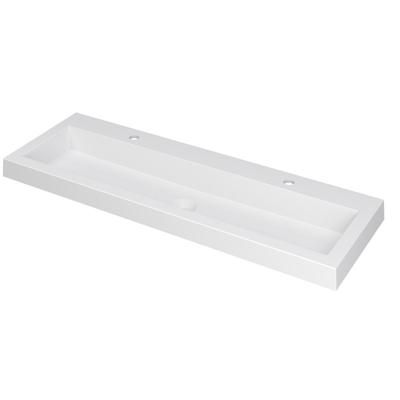 INK Dock Wastafel Polystone met 2 Kraangaten - 1200x400x60 mm - Mat Wit