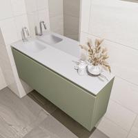 MONDIAZ OLAN 120cm toiletmeubel army. LEX wastafel talc links 1 kraangat - thumbnail