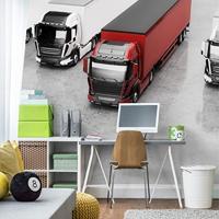 Fotobehang - Vrachtwagenpark, Truckers, 11 maten, premium print, inclusief behanglijm - thumbnail
