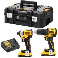 DEWALT DCK2062D2T DCK2062D2T-QW Gereedschapsset Accu-klop/schroefmachine, Accu-slagmoersleutel, Accu, Acculader 6-delig - thumbnail