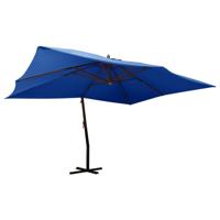 VidaXL Zweefparasol met houten paal 400x300 cm azuurblauw - thumbnail