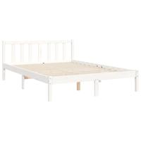 Bedframe met hoofdbord massief hout wit - thumbnail