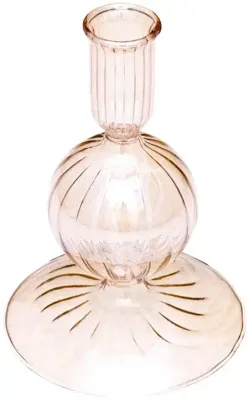 Vondels kandelaar glas bubble 9x13cm luster amber