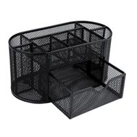 Bureau Organizer 9 rasters metalen mesh Office pen potlood houder (zwart) - thumbnail