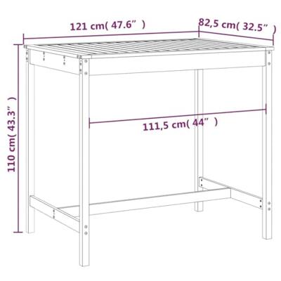 Tuintafel 121x82,5x110 cm massief grenenhout grijs