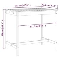 Tuintafel 121x82,5x110 cm massief grenenhout grijs - thumbnail