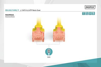 Digitus DK-1617-005/Y RJ45 Netwerkkabel, patchkabel CAT 6 U/UTP 0.50 m Geel Halogeenvrij, Verdraaide paren 1 stuk(s)