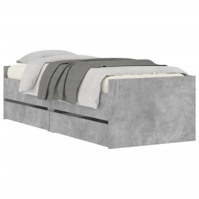 Bedframe met lades betongrijs 75x190 cm Small Single
