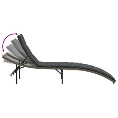 Ligbedden 2 st met kussens poly rattan grijs - thumbnail