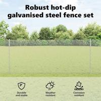 VidaXL Hek met paal zilver 1 x 25 m staal - thumbnail