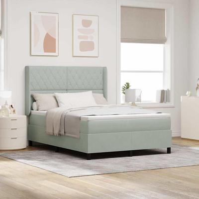 LED Boxspring Bed met Matras Lichtgrijs 160 x 200 cm Fluweel