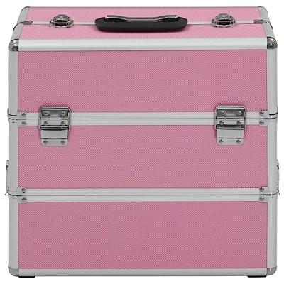 Make-up koffer 37x24x35 cm aluminium roze