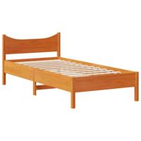 Bedframe met hoofdbord massief grenenhout wasbruin 75x190 cm - thumbnail