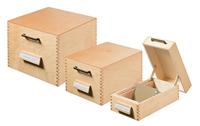 HAN 506 506 Kaartenbak Natuurlijk hout Aantal kaarten (max.): 900 kaarten DIN A6 liggend Met metaalsteun, Wegklapbaar deksel met greep - thumbnail