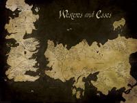 Kunstdruk Game of Thrones - Westeros and Essos Antique Map 80x60cm - thumbnail