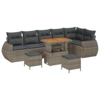 Tuinbankenset 9 pcs Grijs poly rattan - thumbnail