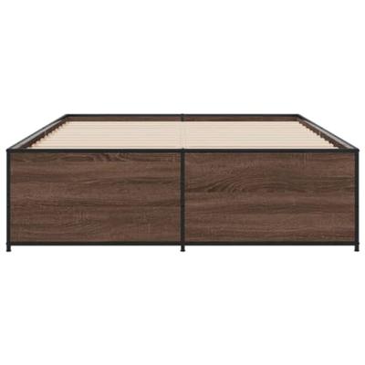 Bedframe bewerkt hout metaal bruin eikenkleur 120x200 cm