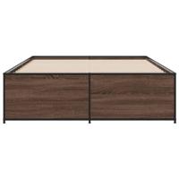 Bedframe bewerkt hout metaal bruin eikenkleur 120x200 cm - thumbnail