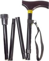 Inklapbare wandelstok in 4 delen met houten handvat - thumbnail