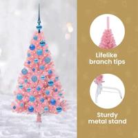 VidaXL Kunstmatig voorverlicht kerstboom met 150 led roze 120 cm pvc - thumbnail