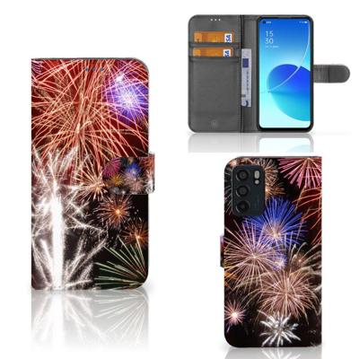 OPPO Reno6 5G | Wallet Case | met Pasjes | Vuurwerk OPPO Reno6 5G | Wallet Case | met Pasjes | Vuurwerk