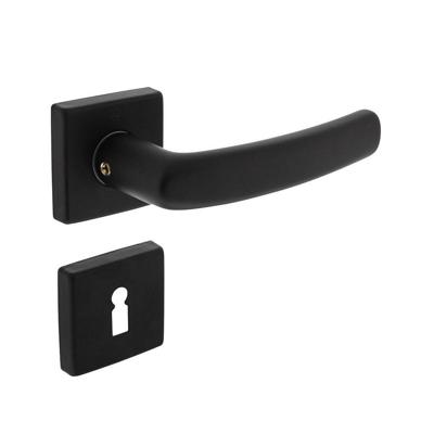 Deurkruk Denham op rozet 50x50x10 mm + 7mm nokken met sleutelplaatjes zwart Deurkruk Denham op rozet 50x50x10 mm + 7mm nokken met sleutelplaatjes zwart