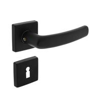 Deurkruk Denham op rozet 50x50x10 mm + 7mm nokken met sleutelplaatjes zwart - thumbnail