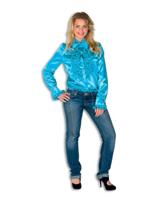 Dames Ruche Blouse Turquoise - thumbnail