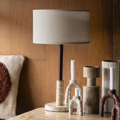 Dutchbone Tafellamp 'Jackson' Travertin en hout, 61cm hoog