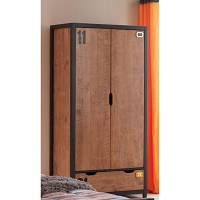 Vipack 2-deurs kledingkast Alex - bruin/zwart - 200x100x55 cm