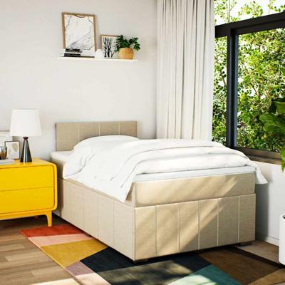 Boxspring met matras stof crèmekleurig 120x200 cm - thumbnail