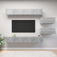 6-delige Tv-meubelset bewerkt hout betongrijs - thumbnail