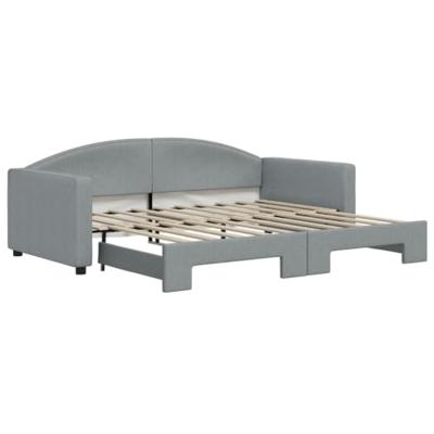 Slaapbank met onderschuifbed 90x190 cm stof lichtgrijs