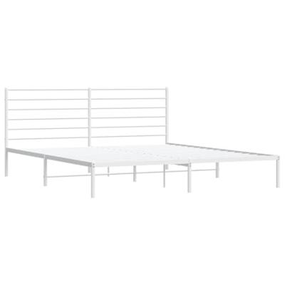 Bedframe met hoofdbord metaal wit 183x213 cm
