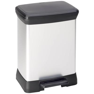 Rechthoekige prullenbak - DECO BIN - CURVER - 50L - Elegant design - 39 x 29 x 51 cm - Metallic grijs