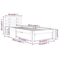 Bedframe massief hout 90x200 cm - thumbnail