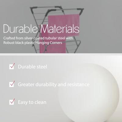 Metaltex Tomado concerto slim droogrek 9,5 m zilver met haakjes voor kledinghangers