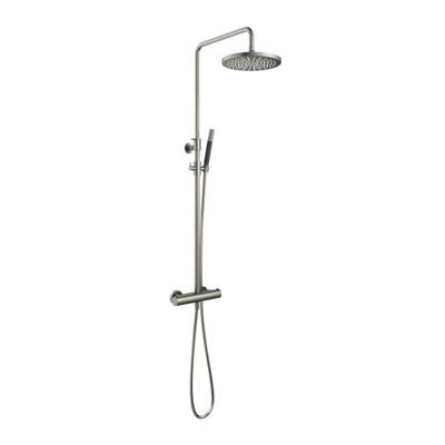 Hotbath Cobber - Stortdoucheset - 300 mm Hoofddouche - 360 mm Hartafstand - Glijstang - Staafmodel Handdouche - Geborsteld Nikkel - Opbouw - 1/2 Inch Aansluiting - V02