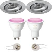 Philips Hue LED Spot Set GU10 - Mat Zilver - Kantelbaar - Ø82mm - thumbnail