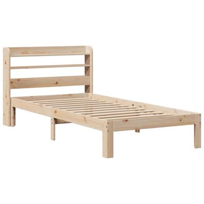 Bedframe met hoofdbord massief grenenhout 90x200 cm