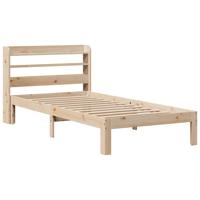 Bedframe met hoofdbord massief grenenhout 90x200 cm - thumbnail
