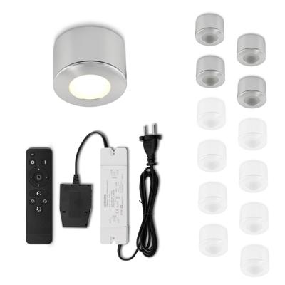 Set Led opbouwspot met afstandsbediening Parma zilver 3W dimbaar IP44 1-12 stuks