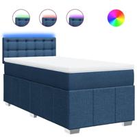 Boxspring met matras stof blauw 90x190 cm - thumbnail
